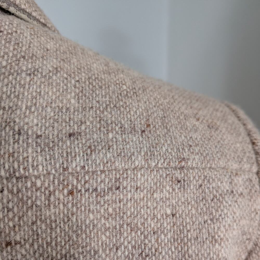 Vintage Wool Blazer Jacket 14 Tan Beige Tweed Double Breasted 80S Uk Cropped - Picture 4 of 15